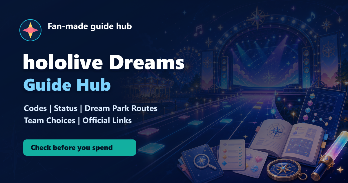 hololive Dreams Guide Hub | Codes, Status, Routes